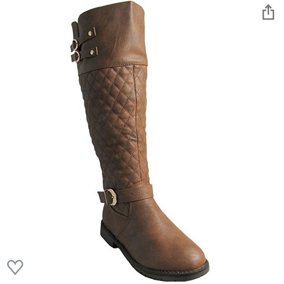 Tan Quilted Buckle Knee High Motorcycle Boots - Picture 2 of 5